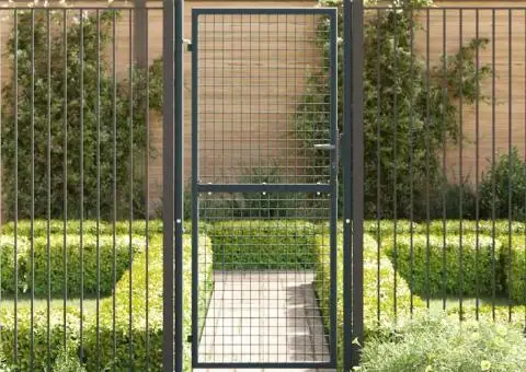 Poartă de grădină din plasă, gri, 100x250 cm, oțel galvanizat - 3/5