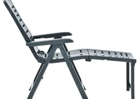 Șezlong pliabil, verde, plastic - 3/5