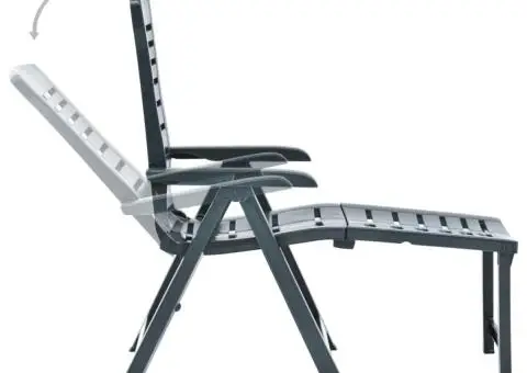 Șezlong pliabil, verde, plastic - 4/5