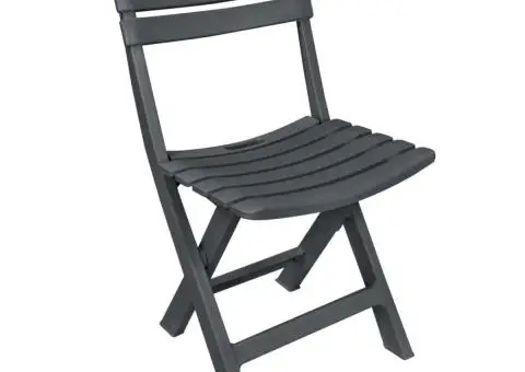 Set mobilier de bistro pliabil, 3 piese, antracit, plastic - 3/5