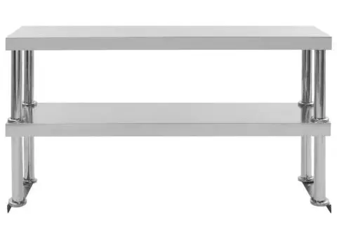 Raft masă de lucru cu 2 niveluri, 120x30x65 cm, oțel inoxidabil - 3/5