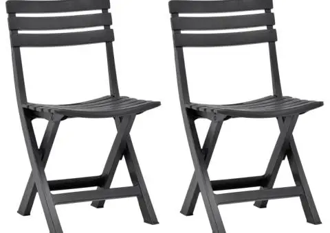 Scaune de grădină pliabile, 2 buc., antracit, plastic - 1/5