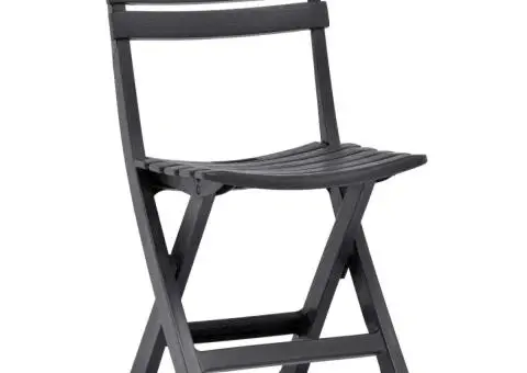 Scaune de grădină pliabile, 2 buc., antracit, plastic - 2/5
