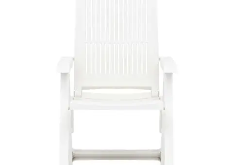 Scaune de grădină rabatabile, 2 buc., alb, plastic - 3/5