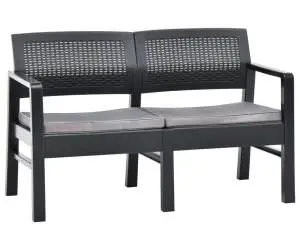 vidaXL Bancă de grădină de 2 locuri cu perne, antracit, 120cm, plastic