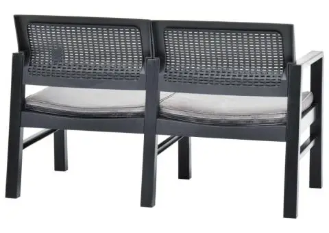 Bancă de grădină de 2 locuri cu perne, antracit, 120cm, plastic - 4/5