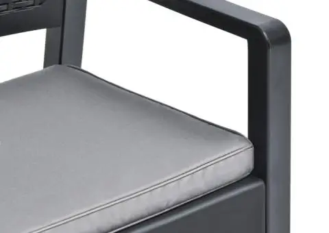 Bancă de grădină de 2 locuri cu perne, antracit, 120cm, plastic - 5/5