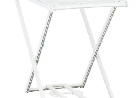 Uscător de rufe pliabil, alb, plastic - 4/5