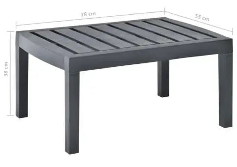 Masă de grădină, antracit, 78 x 55 x 38 cm, plastic - 5/5