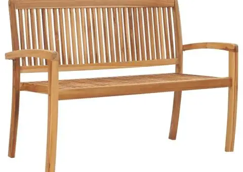 Bancă grădină stivuibilă, 2 locuri, 128,5 cm, lemn masiv de tec - 1/5