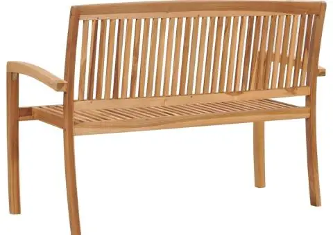 Bancă grădină stivuibilă, 2 locuri, 128,5 cm, lemn masiv de tec - 4/5