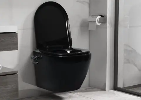 Vas WC suspendat fără ramă cu funcție de bideu, negru, ceramică - 1/5