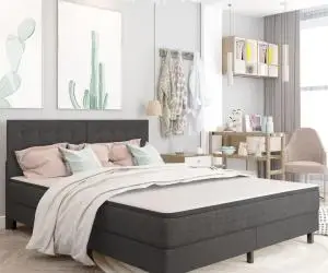 vidaXL Tăblie capitonată, gri închis, 160 x 200 cm, material textil