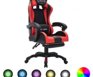 vidaXL Scaun de jocuri cu LED RGB, roșu și negru, piele ecologică