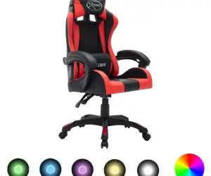 vidaXL Scaun de jocuri cu LED RGB, roșu și negru, piele ecologică