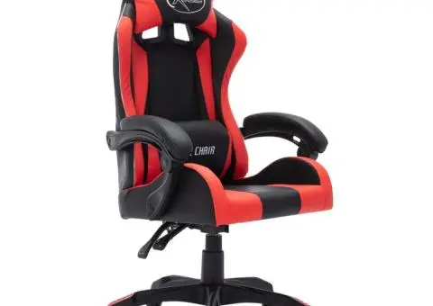 Scaun de jocuri cu LED RGB, roșu și negru, piele ecologică - 3/5