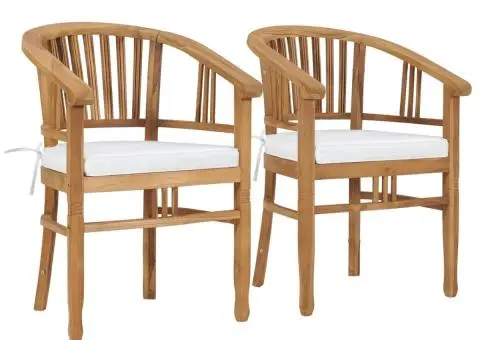 Scaune de grădină cu perne, 2 buc., lemn masiv de tec - 1/5