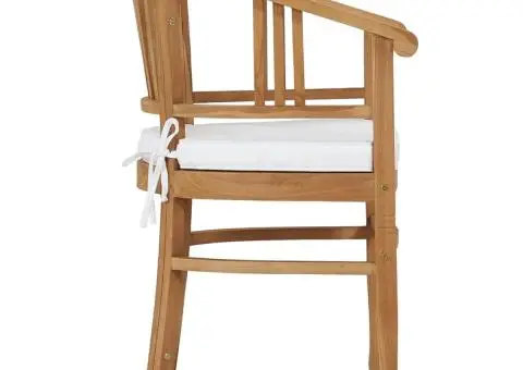 Scaune de grădină cu perne, 2 buc., lemn masiv de tec - 4/5