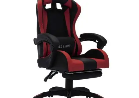 Scaun de jocuri cu LED RGB, roșu vin și negru, piele ecologică - 3/5