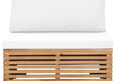 Canapea de mijloc de grădină cu perne crem, lemn masiv de tec - 2/5