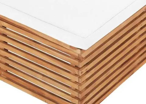 Canapea de mijloc de grădină cu perne crem, lemn masiv de tec - 5/5