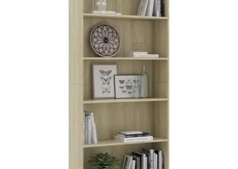 Bibliotecă 5 rafturi stejar sonoma 80x24x175 cm, lemn prelucrat - 3/5