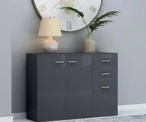 vidaXL Dulap, gri extralucios, 105 x 30 x 75 cm, lemn prelucrat