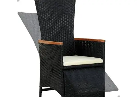 Set mobilier de exterior 7 piese negru poliratan lemn acacia - 5/5