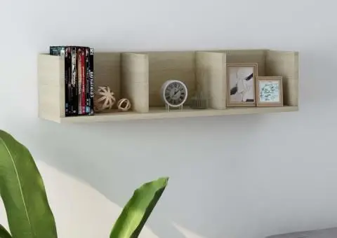 Raft de perete CD-uri stejar Sonoma 75x18x18 cm lemn prelucrat - 1/5