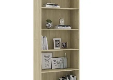 Bibliotecă 5 rafturi stejar sonoma 80x30x189 cm, lemn prelucrat - 3/5