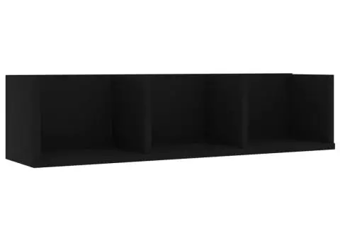 Raft de perete CD-uri, negru, 75 x 18 x 18 cm, lemn prelucrat - 2/5