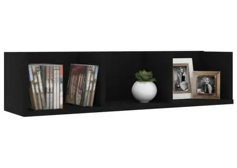 Raft de perete CD-uri, negru, 75 x 18 x 18 cm, lemn prelucrat - 3/5
