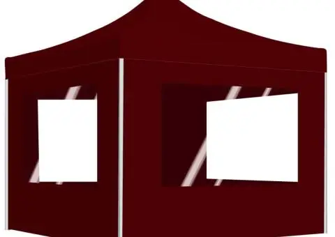 Cort de petrecere pliabil cu pereți, bordo, 2 x 2 m, aluminiu - 1/5