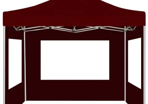 Cort de petrecere pliabil cu pereți, bordo, 2 x 2 m, aluminiu - 3/5
