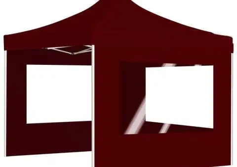 Cort de petrecere pliabil cu pereți, bordo, 2 x 2 m, aluminiu - 4/5