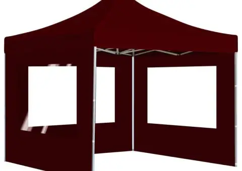 Cort de petrecere pliabil cu pereți, bordo, 2 x 2 m, aluminiu - 5/5