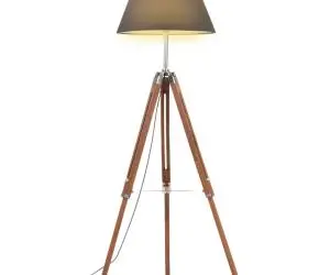 vidaXL Lampă de podea trepied maro miere și negru 141 cm lemn de tec