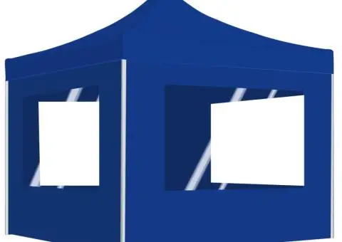 Cort de petrecere pliabil cu pereți, albastru, 2x2 m, aluminiu - 1/5