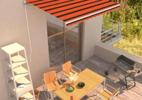 Copertină retractabilă manual, portocaliu & maro, 350 x 250 cm - 1/5