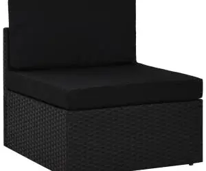 vidaXL Canapea de mijloc modulară, negru, poliratan
