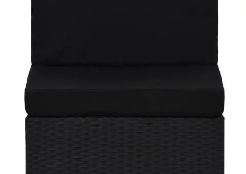 Canapea de mijloc modulară, negru, poliratan - 2/5