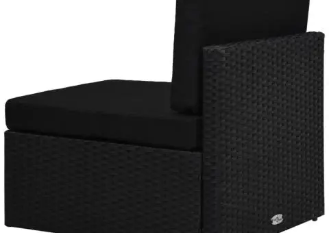 Canapea de mijloc modulară, negru, poliratan - 4/5