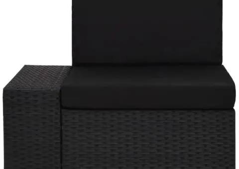 Canapea de colț modulară cu cotieră dreapta, negru, poliratan - 2/5