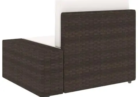 Canapea de colț modulară cu cotieră stânga, maro, poliratan - 4/5