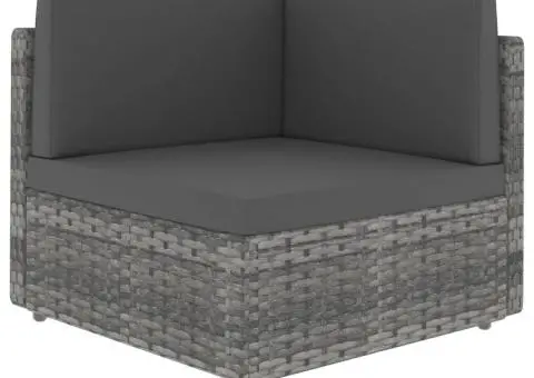 Canapea de colț modulară, gri, poliratan - 1/5