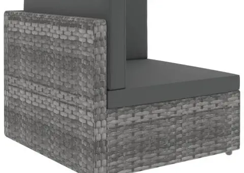 Canapea de colț modulară, gri, poliratan - 3/5