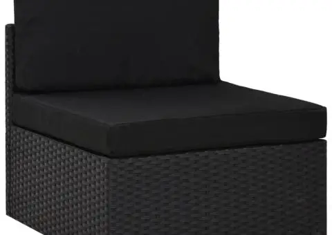 Set mobilier de grădină, 2 piese, negru, poliratan - 3/5