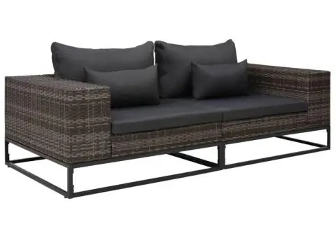 Set canapele de grădină cu perne, 2 piese, gri, poliratan - 1/5