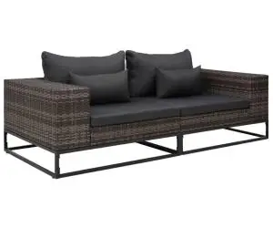 vidaXL Set canapele de grădină cu perne, 2 piese, gri, poliratan