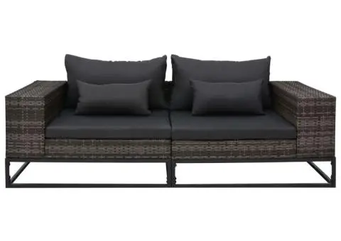 Set canapele de grădină cu perne, 2 piese, gri, poliratan - 2/5